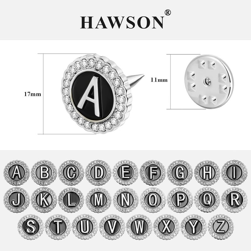 HAWSON دبابيس ياقة أولية A-Z، دبابيس بروش شخصية من الذهب/الفضة عيار 18، دبابيس ربط للبدل، رباطات العنق، القبعات، للرجال والنساء - Image 3